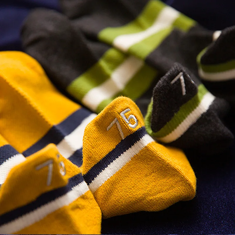 4pairs Men's Cotton Stripe Boat Socks All Seasons Spring Autumn Male Casual Harajuku Breathable Men Ankle Sock Meias Wholesal