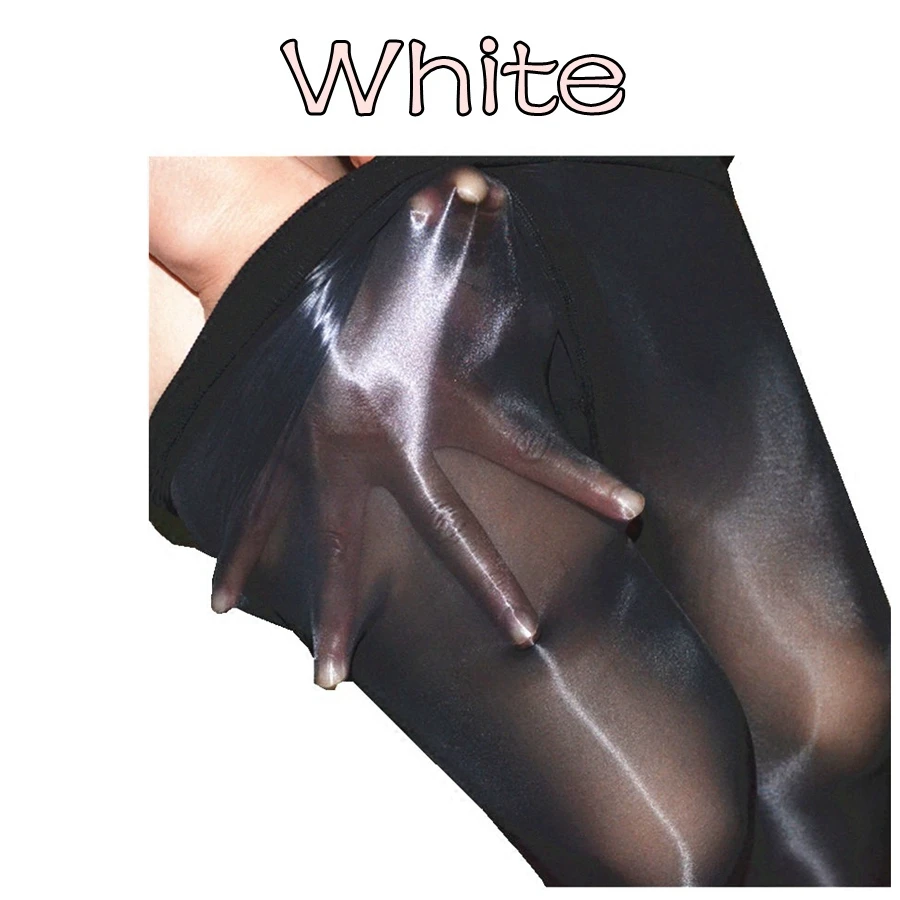 Масляные блестящие колготки с высокой талией для женщин, женское нижнее белье, ультратонкие, 1 линия, глянцевые сексуальные колготки, прозрачные нейлоновые блестящие чулки Medias - Цвет: Белый