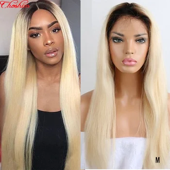 

Peruvian Ombre Blonde 1B/613 13x4 Lace Front Wigs Human Hair Choshim HD Transparent Lace Straight Wig For Women Remy Pre Plucked