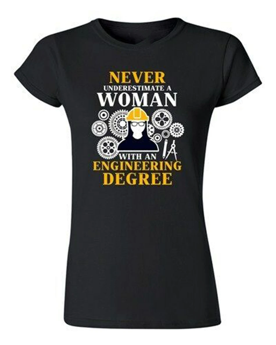 Junior Never underquest A Woman With Engineering Degree Funny Dt футболка для взрослых Повседневная | Мужская