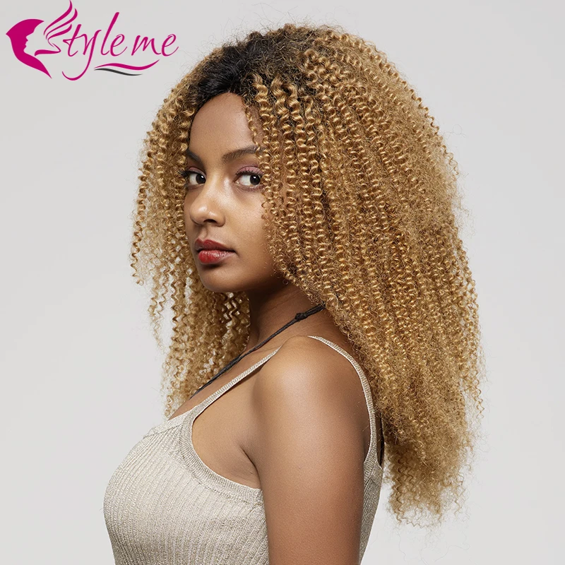 

Ombre Blonde Lace Front Wig T1B 27 Kinky Curly Human Hair Wigs 4*4 Lace Closure Wig Brazilian Non Remy Short Wig For Black Women