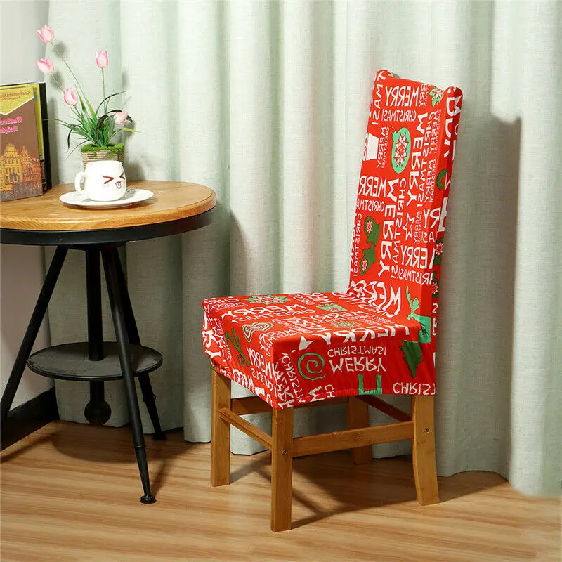 Санта-Клаус Снеговик спандекс чехлы на кресла стрейч для рождественской кухни декор рождественского стула крышка с буквенным принтом бренд