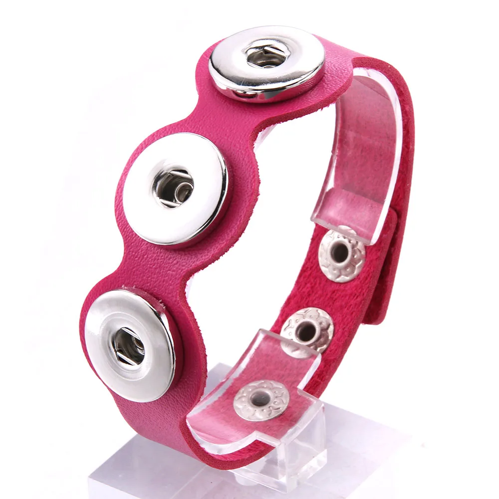 Candy Colors New Snap Jewelry Handmade Braided Leather Snap Bracelet Bangles fit 18mm Button DIY Ginger Charm Bracelet