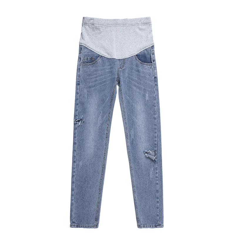 Осенняя одежда; брюки; модные рваные джинсы для мам и беременных; 9601 - Цвет: Небесно-голубой