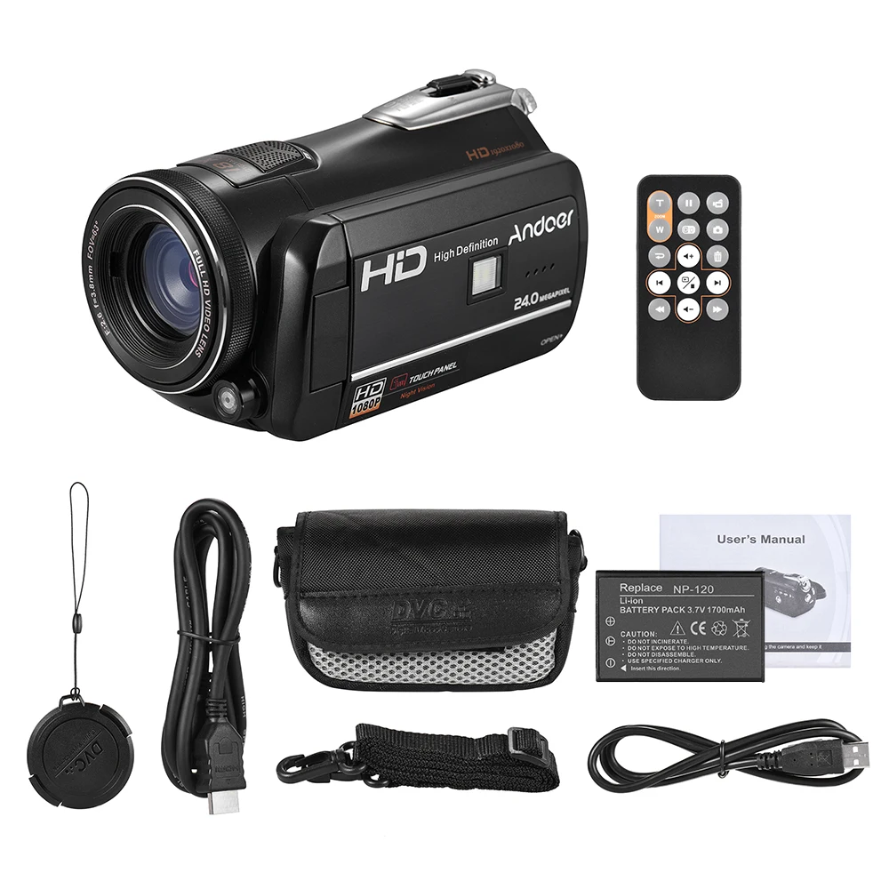 Andoer HDV-D395 " Цифровая камера 1080P 30fps 24 м 18X зум беспроводная видеокамера анти-встряхивание DV видеокамера с ИК инфракрасным ночным видением