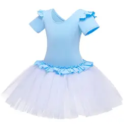 Детское платье для занятий танцами для девочек; модное лаконичное дышащее хлопковое платье с короткими рукавами для занятий танцами