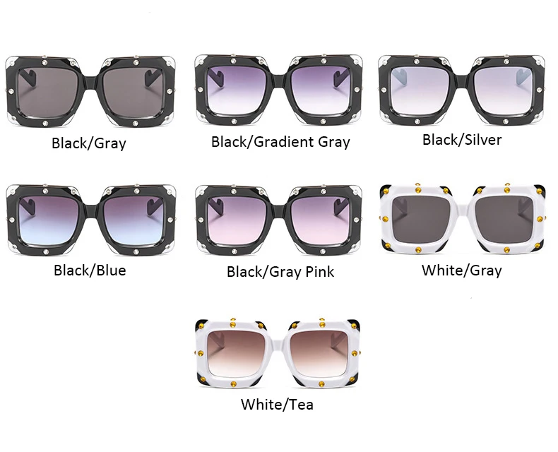 Fashion WhiteBrand Oversized Sunglasses clear Shades sun glasses for men luxury Square Rhinestone Sunglasses Women Vintage