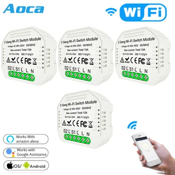 

Wifi Smart Light Switch Diy Breaker Module Smart Life/Tuya APP Remote Control,Working with Alexa Echo Google Home 2 Gang 2 Way.