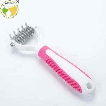 

Bonzerpet Pet Hair Brush Blade Remover Rake Comb For Dog Cat Shaggy Hair Fur Professional Grooming Rake Deshedding Tool