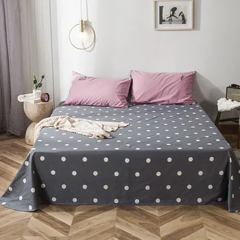 

100% Cotton Dot Print Flat Sheet For Children Adults Single Double Bed Flat Bedsheets (No Pillowcase) XF743-8