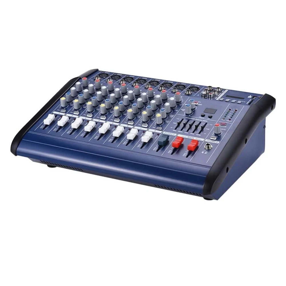 

8 Channels Powered Mixer Amplifier Digital Audio Mixing Console Amp with USB/SD Slot for Recording DJ Stage Karaoke