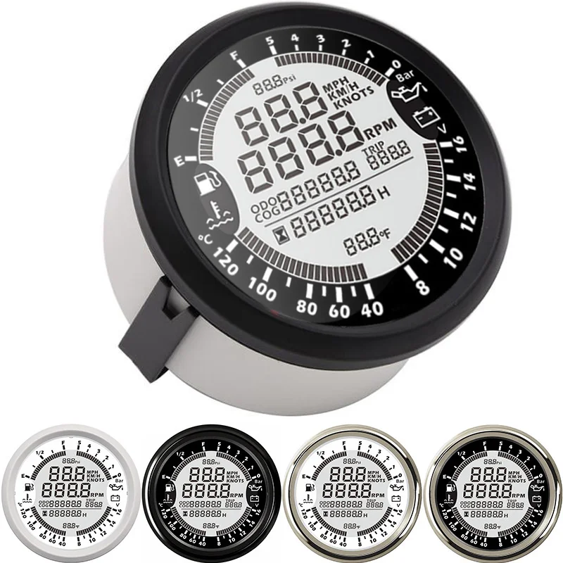 US $118.13 85mm 6 In 1 Digital Multifunction Gauge Speedometer GPS Tachometer Water Temp Fuel Level Voltmeter Oil Pressure Gauge Rpm Meter