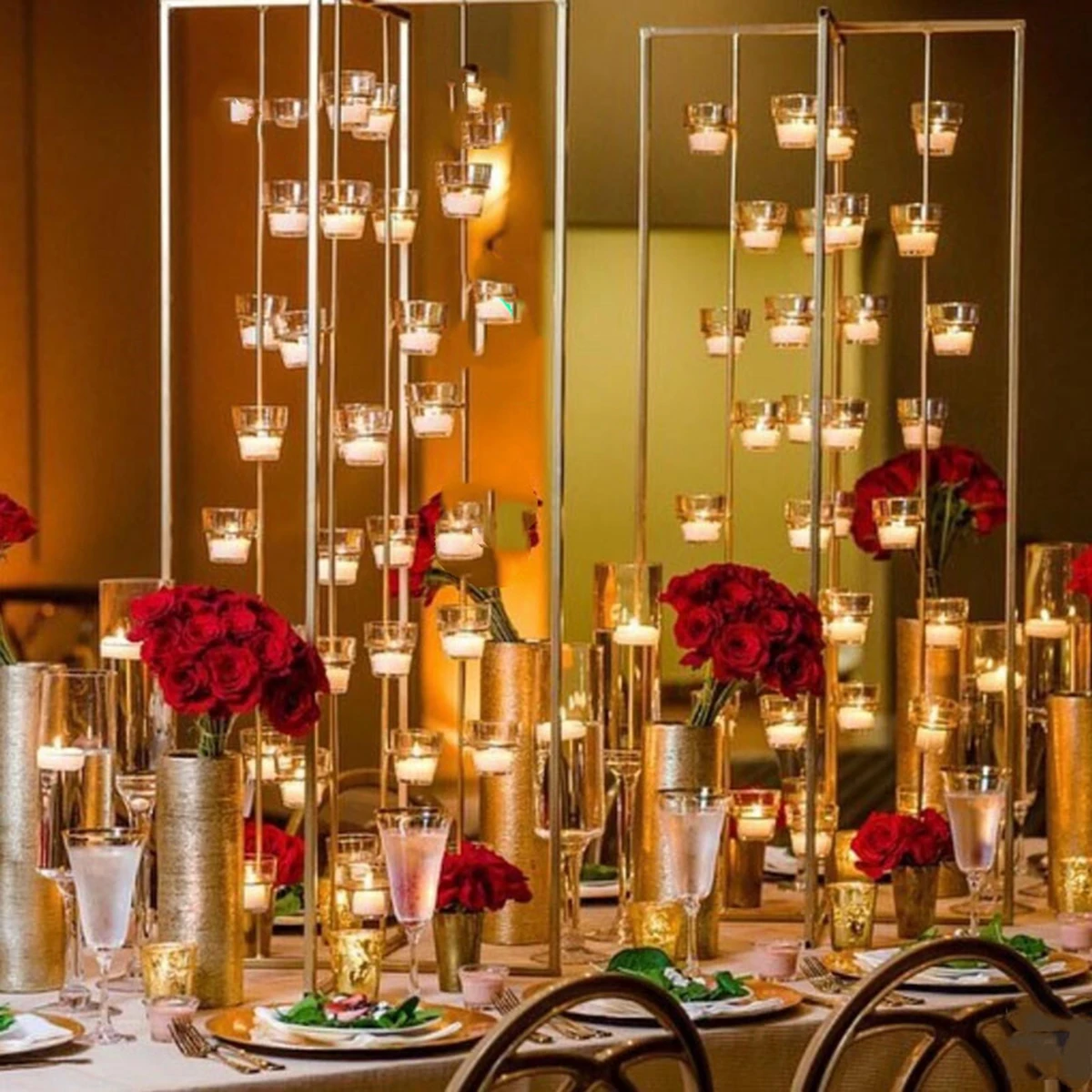 

Mental stand only)Popular selling tall candelabra candle holder gold metal wedding table centerpieces AB461