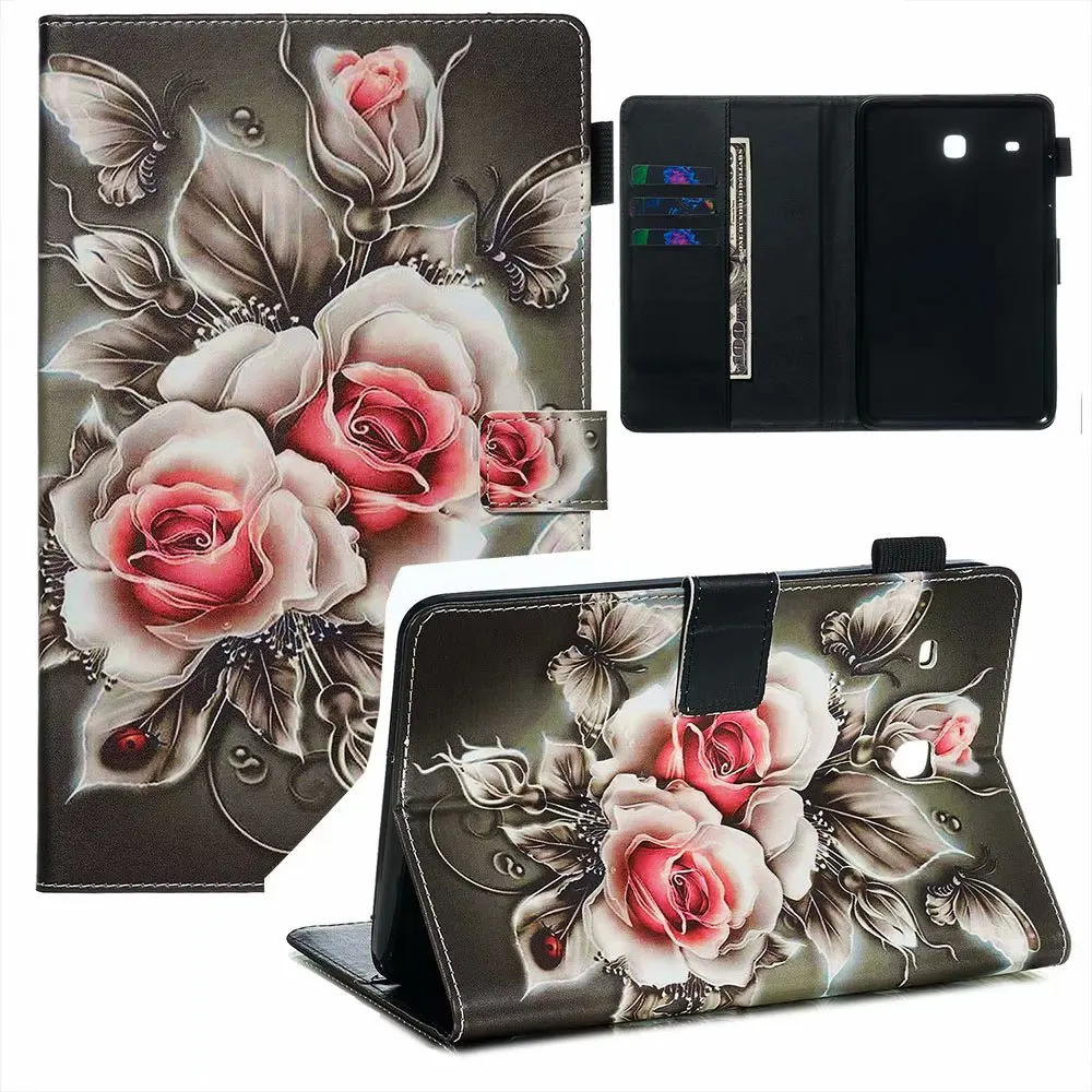 Цветной чехол для планшета из искусственной кожи для Samsung Galaxy Tab E 8,0 T377 T375 T377V SM-T377 флип-чехол-подставка, петля+ ручка - Цвет: 6