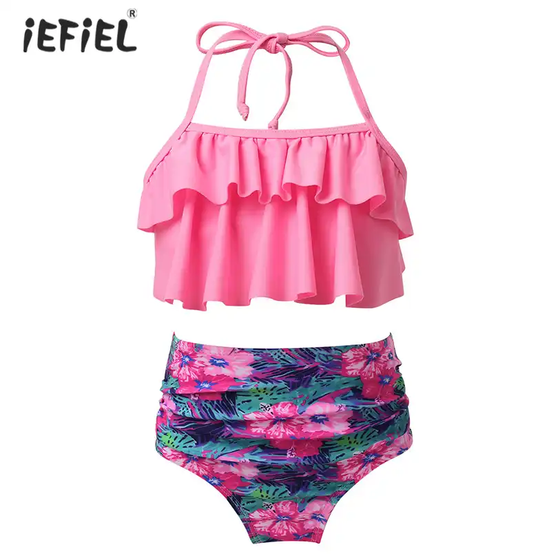 leopard fringe hem short sleeve tankini