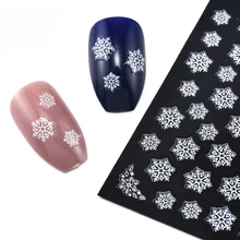 1 лист красоты белые Переводные картинки в форме снежинки Зимние стили воды дизайн ногтей наклейки, водяной знак ногти наклейки украшения