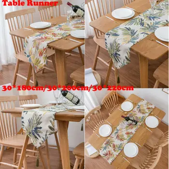 

Embroidered Table Runner Handmade Red/Green Leaves Table Cover Party Xmas Decor