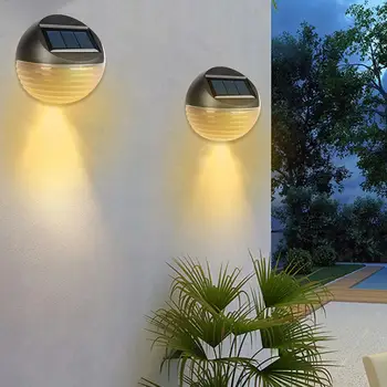 

LED Solar Wall Light Double Light Source Waterproof Courtyard Fence Lamp For Outdoor Landscape Decors Warm Light Colorful Change