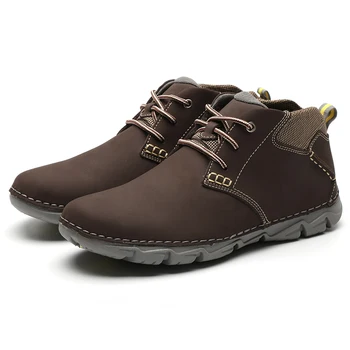 preço Sapatos De Marca Homens Peso Leve Botas Genuínas Ankle Boots De Couro Casual Lace-up Tamanho Grande Dos Homens Sapatos Feitos à Mão Sapatos De Inicialização Huj789