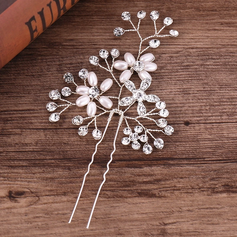 Bridal Hairpins Wedding Hair Accessories Tiara Pearl Rhinestone Flower Bridal Headpiece Wedding Hair Pins For Women Hair Jewelry Bridal Hairpins Wedding Hair Accessories Tiara Pearl Rhinestone Flower Bridal Headpiece Wedding Hair Pins For Women Hair Jewelry