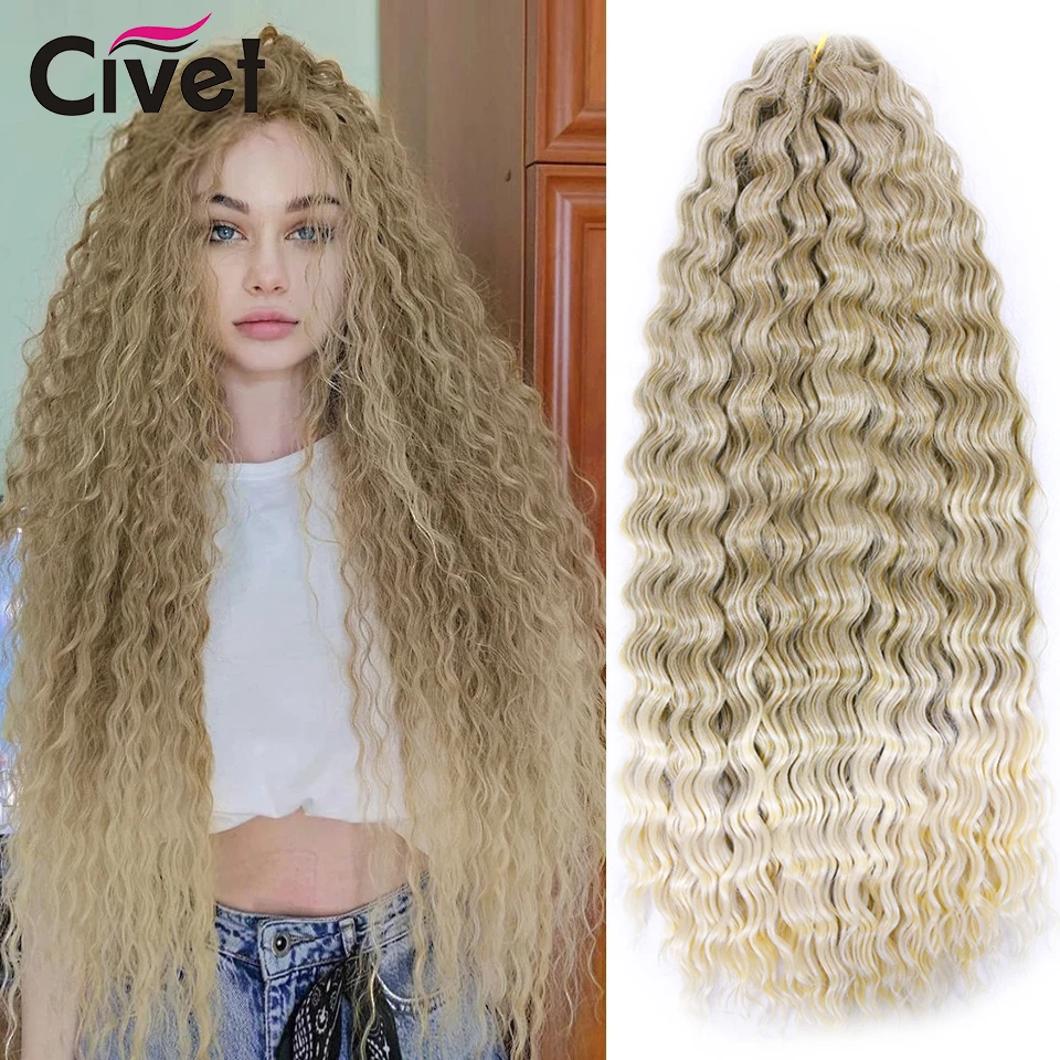 

Synthetic Deep Water Weave Crochet Braids Hair Ombre Blonde Hair Extensions Passion Twist Braiding Hair For Women