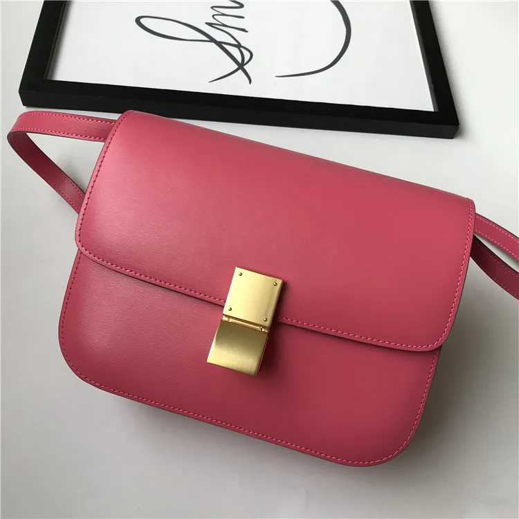 

Year Double Spring Classic Gao File Hand Rub Grain Genuine Leather Tofu Woman Package Single Shoulder Oblique Satchel Box