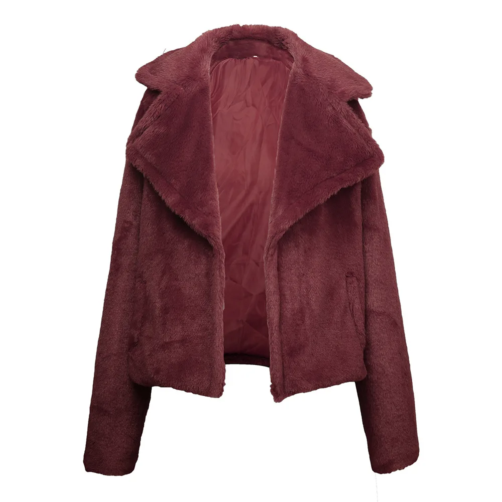 CHANWELL зимнее женское пальто с длинным рукавом Одноцветный мешок пальто из искусственного меха женские короткие куртки Плюс Размер Женская одежда