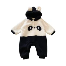 Barboteuse à manches longues pour enfants, combinaison chaude pour l'hiver avec imprimé Panda