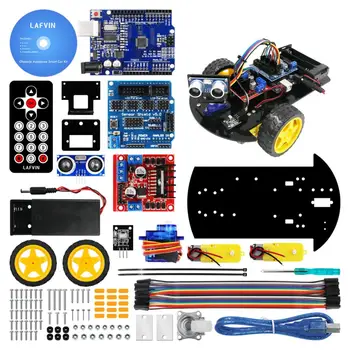 

10set/lot Smart Robot Car 2WD Chassis Kit with Ultrasonic Module,Remote for Arduino for UNO DIY Kit