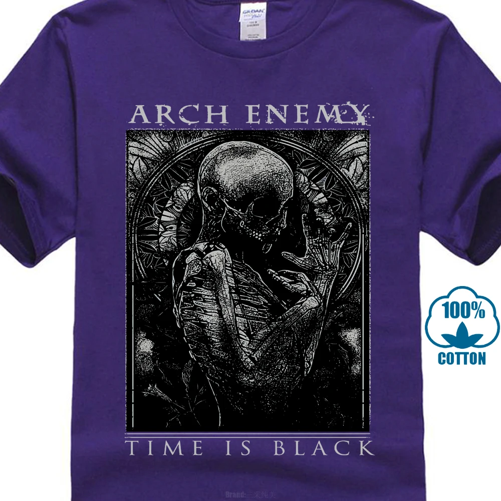Фиолетовый Arch Enemy Time Is Black рубашка s m l Xl Xxl официальная металлическая футболка Новинка 016976 - Цвет: Фиолетовый