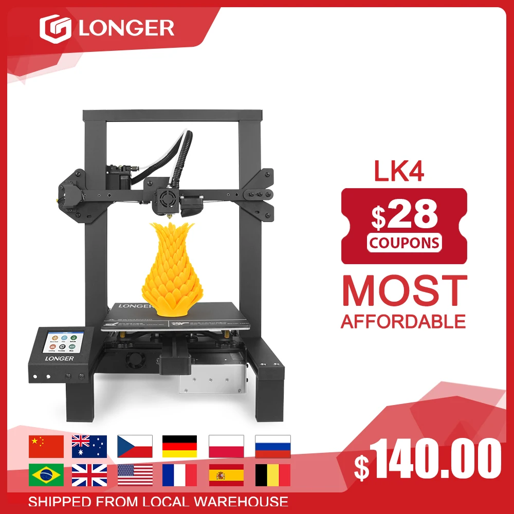 LONGER LK4 3D принтер сенсорный экран 3d printer с уникальной рамкой дизайн Resume печать