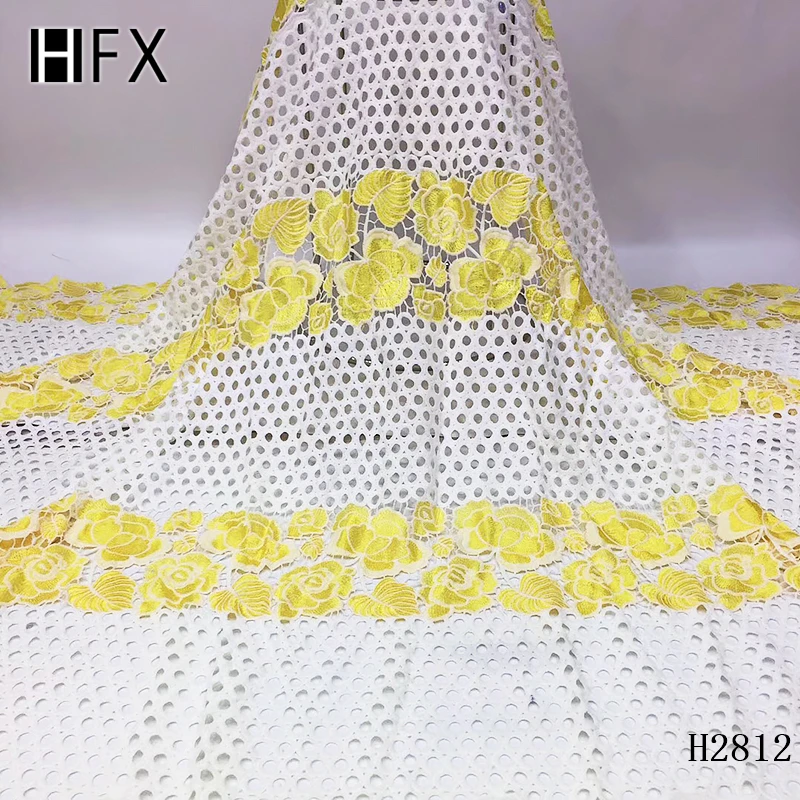 HFX розовый высокое качество нигерийские кружевные ткани последние 5 ярдов шнур африканская кружевная ткань невесты французский гипюр кружевная ткань H2812