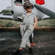 Fashion Newborn Baby Girls Clothes Solid Button Sleeveless Romper Jumpsuit Playsuit Overalls Summer Outfits