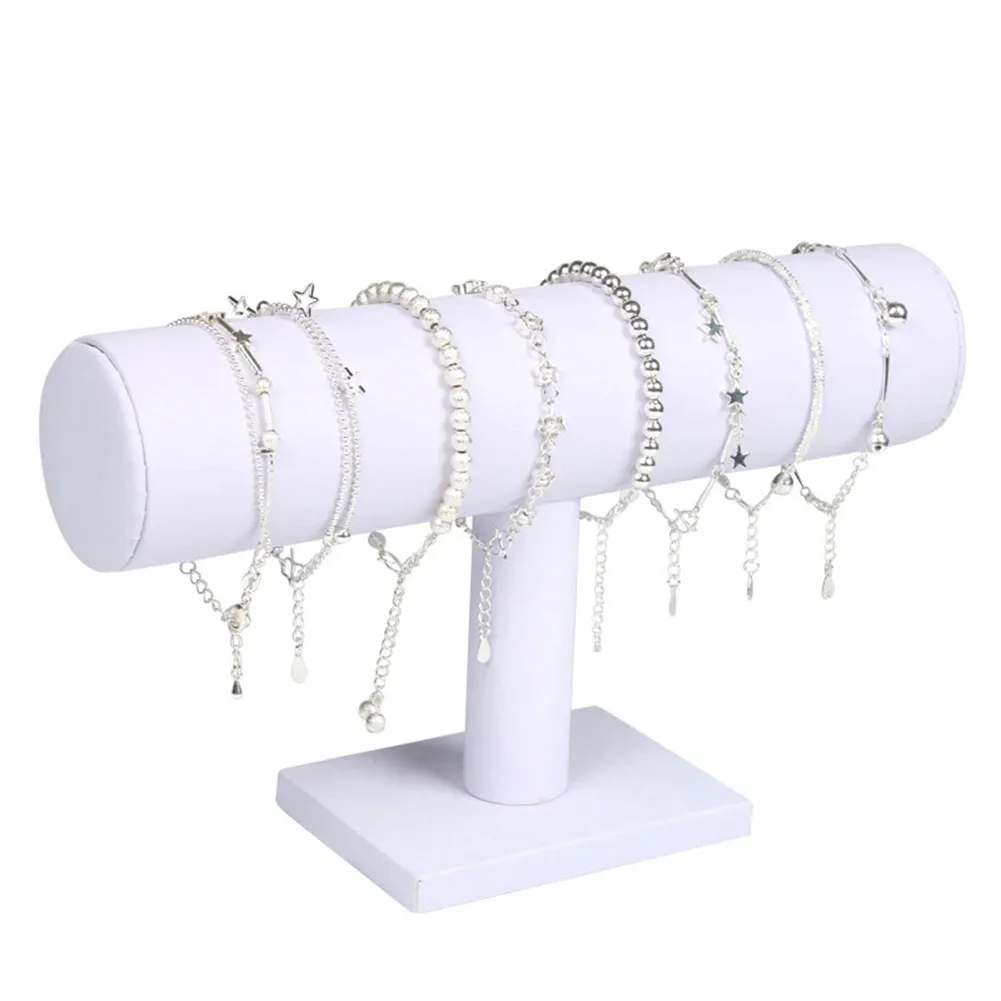 

Portable Velvet/PU Leather Bracelet Bangle Necklace Display Stand Holder Watch Jewelry Organizer T-Bar Rack AIC88