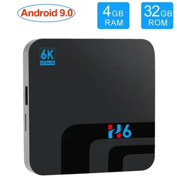

H6 Android 9.0 Smart TV BOX 4G DDR3 32G EMMC ROM Set Top Box 6K 3D H.265 Wifi Media Player TV Receiver R20