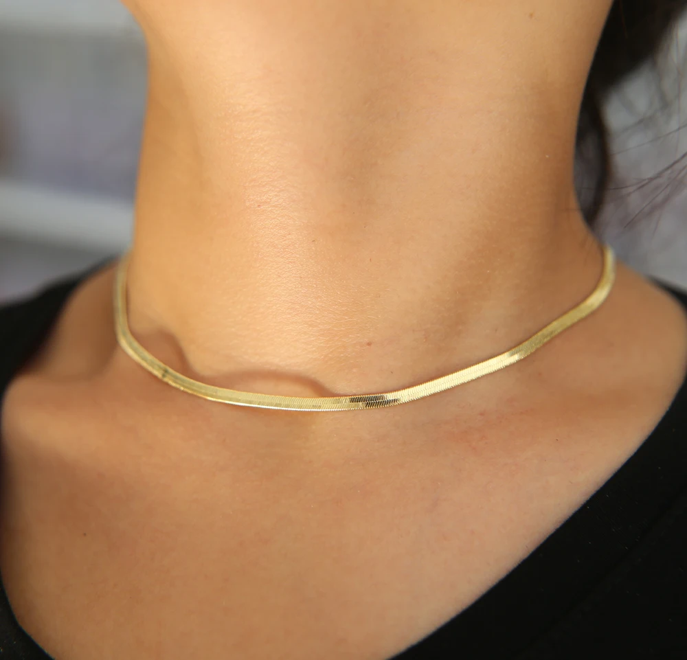 2 Colors Flat Choker Collar Necklace 