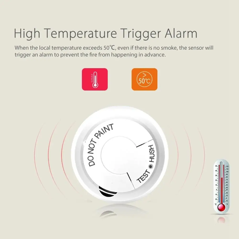 Smoke Detector Wireless Fire Sensor Wifi for Office Home Security Highly Sensitive Alarm Systems Tuya Smart Life Smoke Sensor