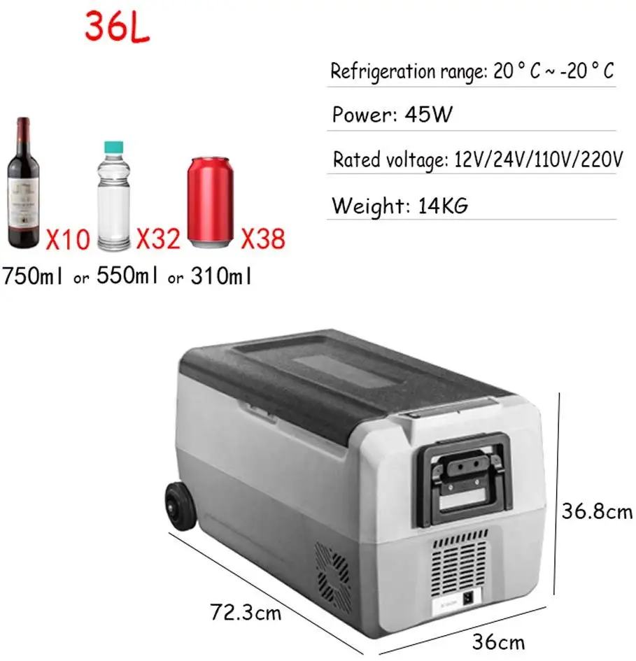 60л портативный холодильник автомобиля TurcK RV лодка охладитель мини-холодильник с морозильной камерой для путешествий домашнего использования 12 в 24 В 220 В автомобильный компрессор - Название цвета: 36L