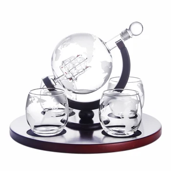

Fashion-Creative Globe Sailboat Whiskey Decanter Set 1000Ml Liquor Decanter Gift Set Craft Wine Bottle Holder Wine Set Bar Home