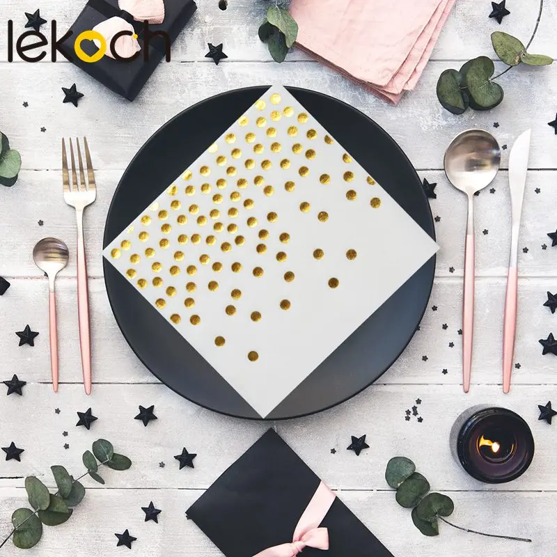  Lekoch White Gold Point Table Napkins Square Napkin Pocket Handkerchief for Wedding Birthday Home P