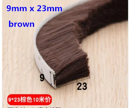 brown 9mmx23mm 10 м самоклеящаяся дверная уплотнительная лента для окон ветростойкая щетка полоса windown защитная лента для двери с защитой от ворса окна - Цвет: brown 9mmx23mm