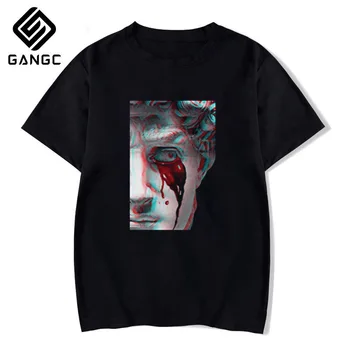 

Men Casual Tshirt Tee Harajuku Michelangelo Men's t-shirt Funny Vaporwave Hip hop David Statue Print Tops Short Sleeve T Shirt