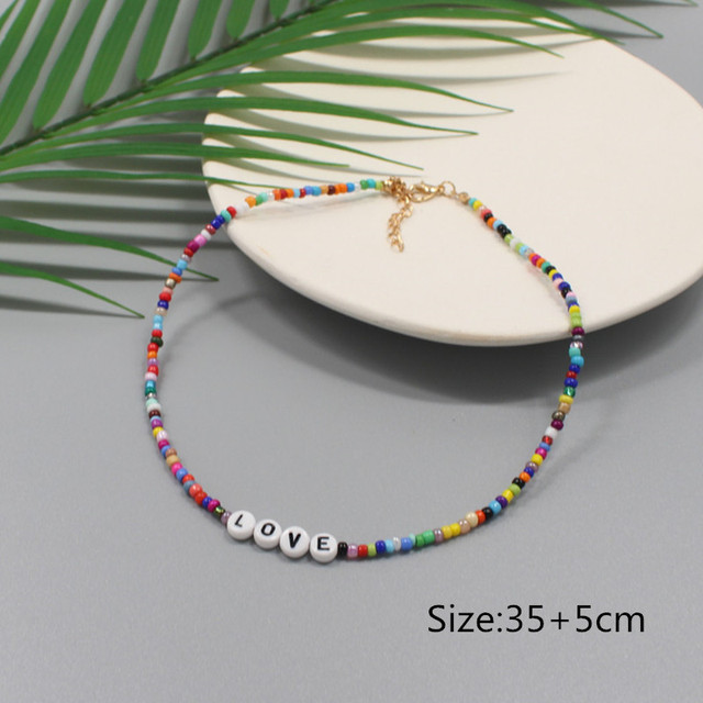 Letter Beads Necklace Women Natural Fresh Water Baroque Irregular Pearl Love Layered Gold Chain Vintage Choker Jewelry