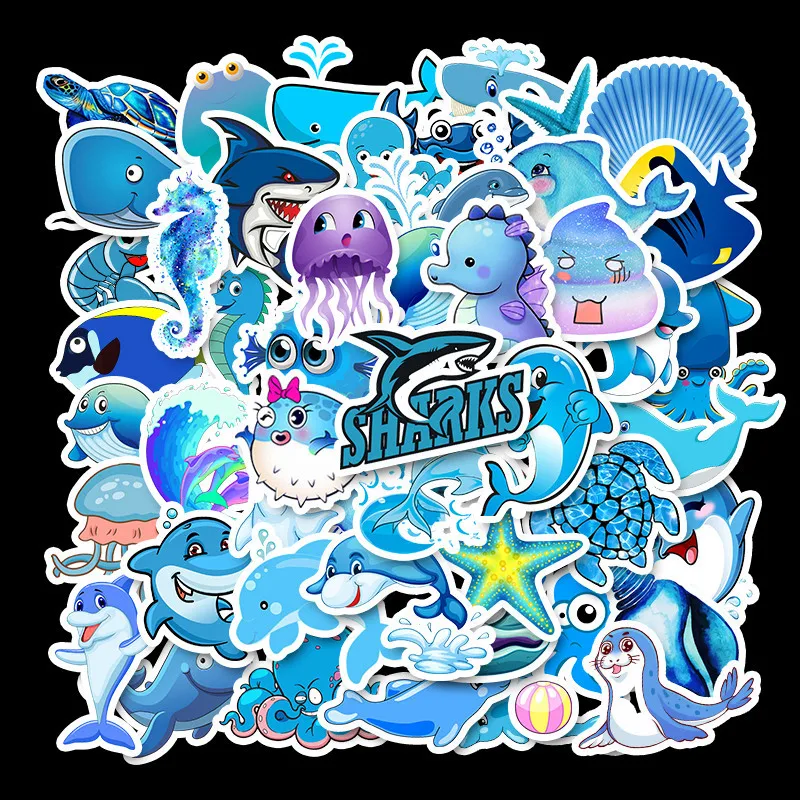 

50 PCS Cartoon Blue VSCO Stickers For Chidren Toy Waterproof Sticker to DIY Suitcase Laptop Bicycle Helmet Car Decals sticker