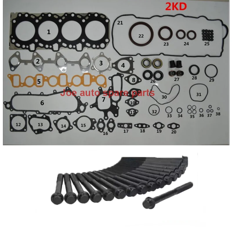 2KD 2kdftv двигателя полный комплект прокладок для Toyota Hiace Hilux DYNA 150 Innova Fortuner TD 16V 2494cc 2.5L