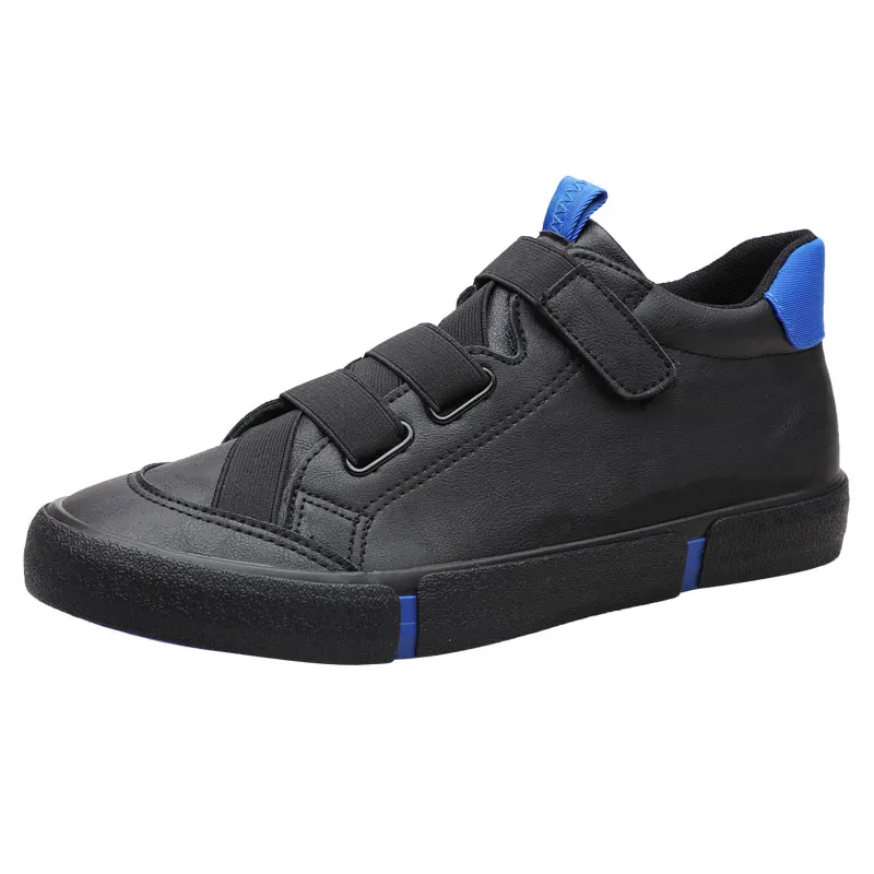 Роскошная мужская Вулканизированная обувь, новая осенняя кожаная повседневная обувь, корейские дышащие черные Прошитые кроссовки с пряжкой - Цвет: blue