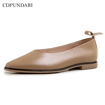 

2020 Fashion Shallow Genuine Leather flat shoes women flats Ladies summer shoes