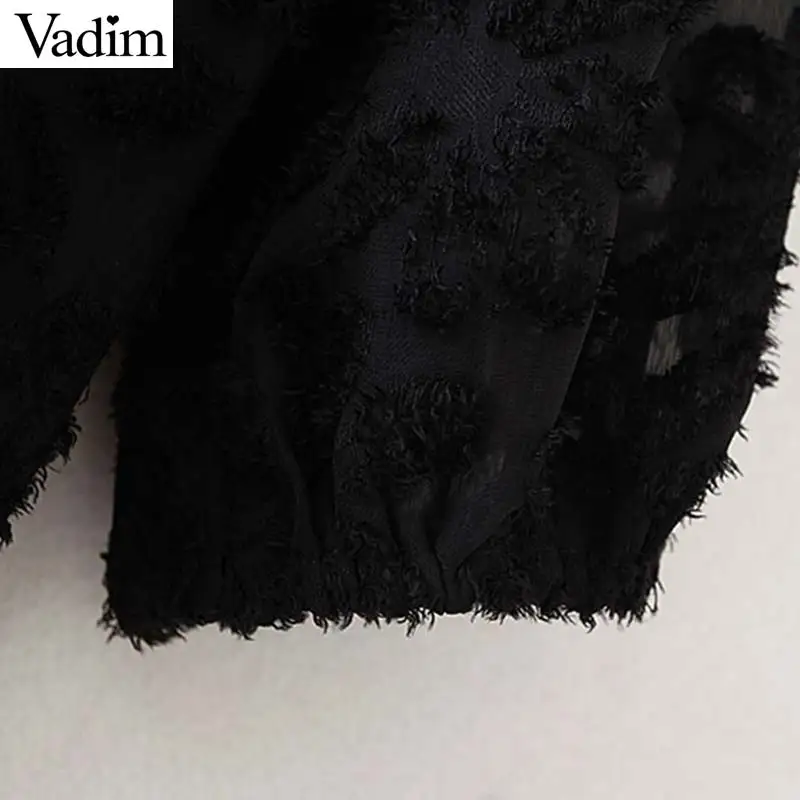 Vadim женское модное Черное мини-платье прямого стиля с рукавом три четверти и круглым вырезом Женские базовые повседневные платья vestidos QC816