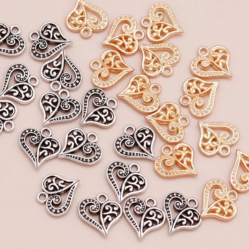 20 stücke Charms Herz Anhänger Schmuck, Die Entdeckungen 15*15mm Hohl Blätter Liebe Diy Handgemachte Accessoires