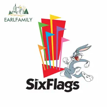 

EARLFAMILY 13cm x 11.3cm for Six Flags Car Stickers and Fine Decal Vinyl Waterproof Occlusion Scratch Car Bumper Window Stickers